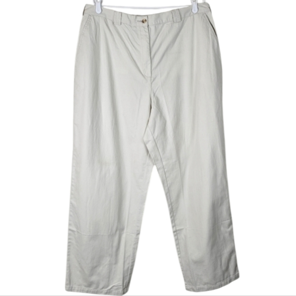 J. Jill Stone Beige Cotton Cropped Pants 24W High Rise Straight Leg NWT Plus